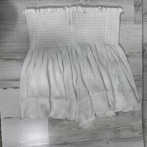 Queen of Sparkles Iridescent White Shorts – Size M – Smocked Waist - MSRP $102